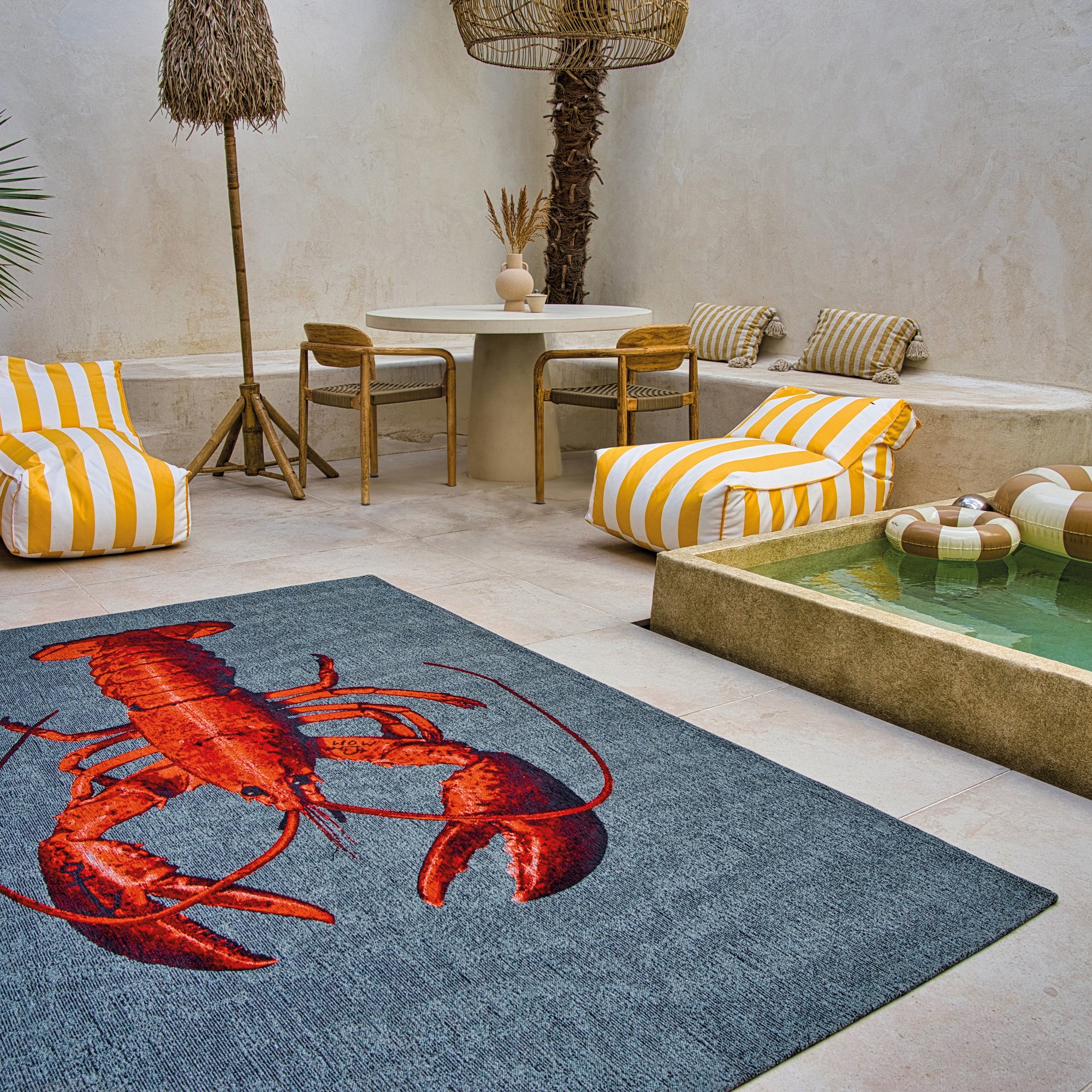 Louis De Poortere Designer Lobster Rugs In 9389 Steam Red